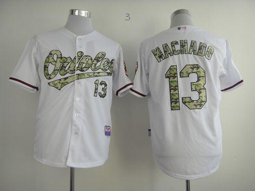 Orioles #13 Manny Machado White USMC Cool Base Stitched MLB Jersey - Click Image to Close